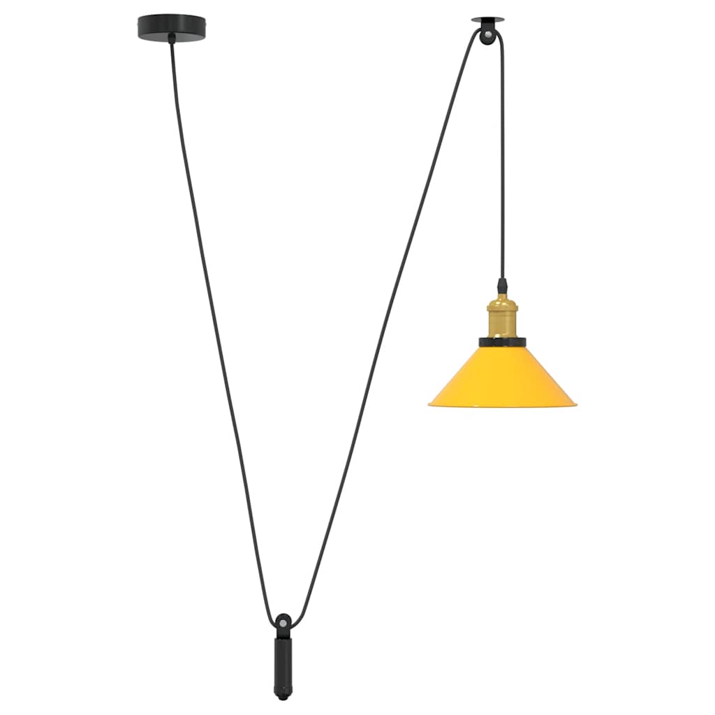 Lampada Sospensione Regolabile E27 Giallo Lucido Ø22 cm Metallo - homemem39