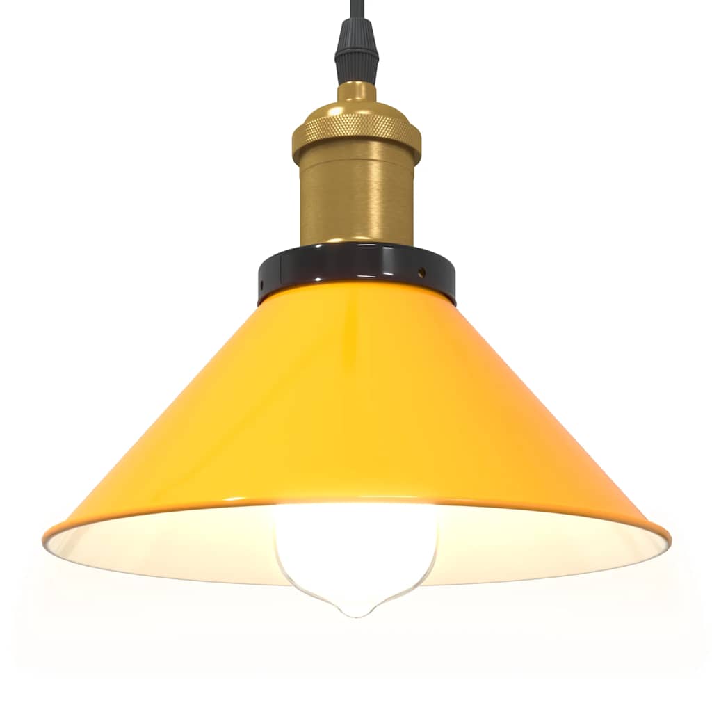 Lampada Sospensione Regolabile E27 Giallo Lucido Ø22 cm Metallo - homemem39