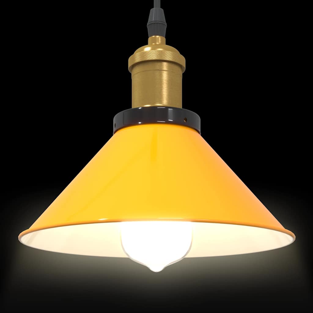 Lampada Sospensione Regolabile E27 Giallo Lucido Ø22 cm Metallo - homemem39