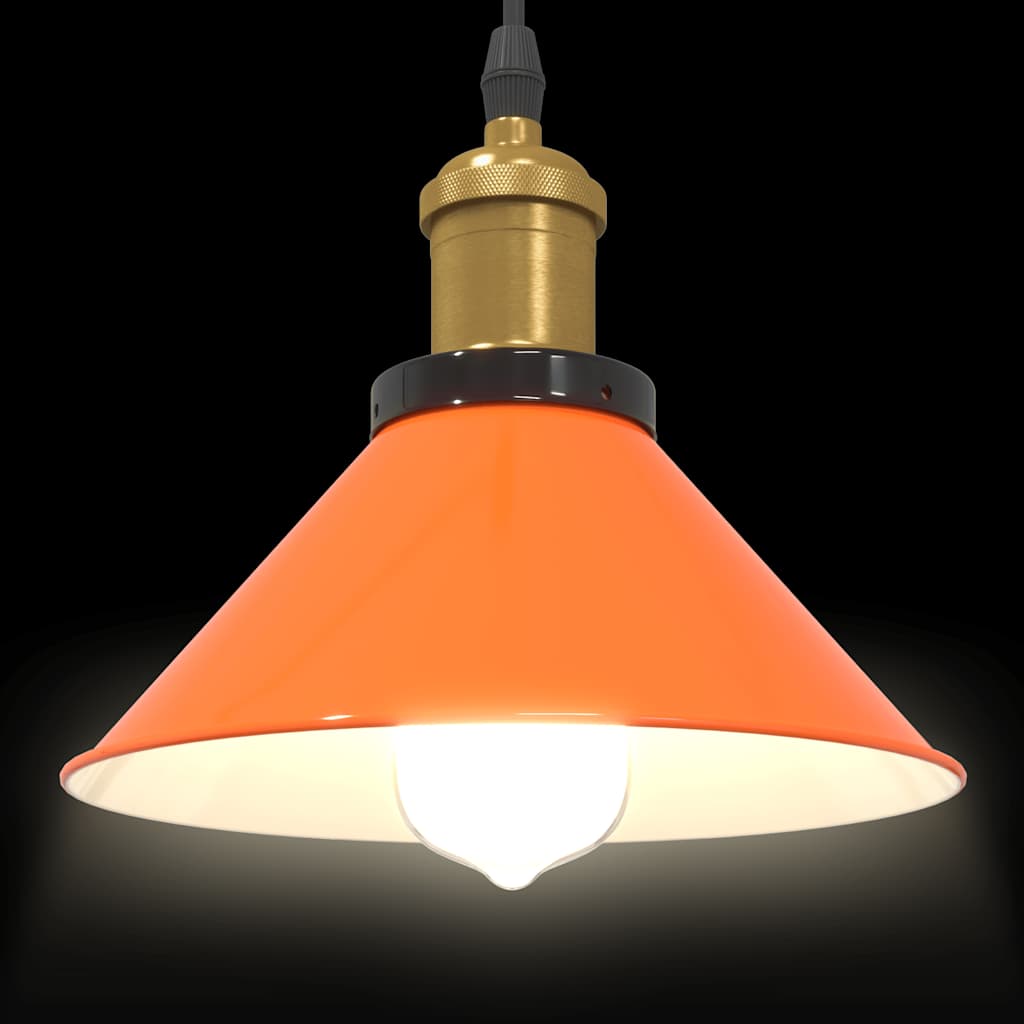 Lampada Sospensione Regolabile E27 Arancio Lucido Ø22cm Metallo - homemem39