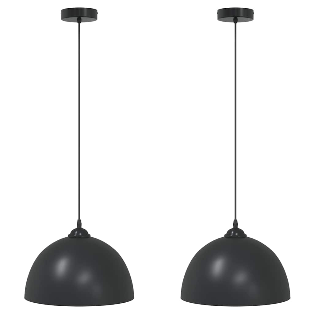 Lampada a Sospensione 2 pz Regolabile E27 Nero Ø 30 cm Metallo