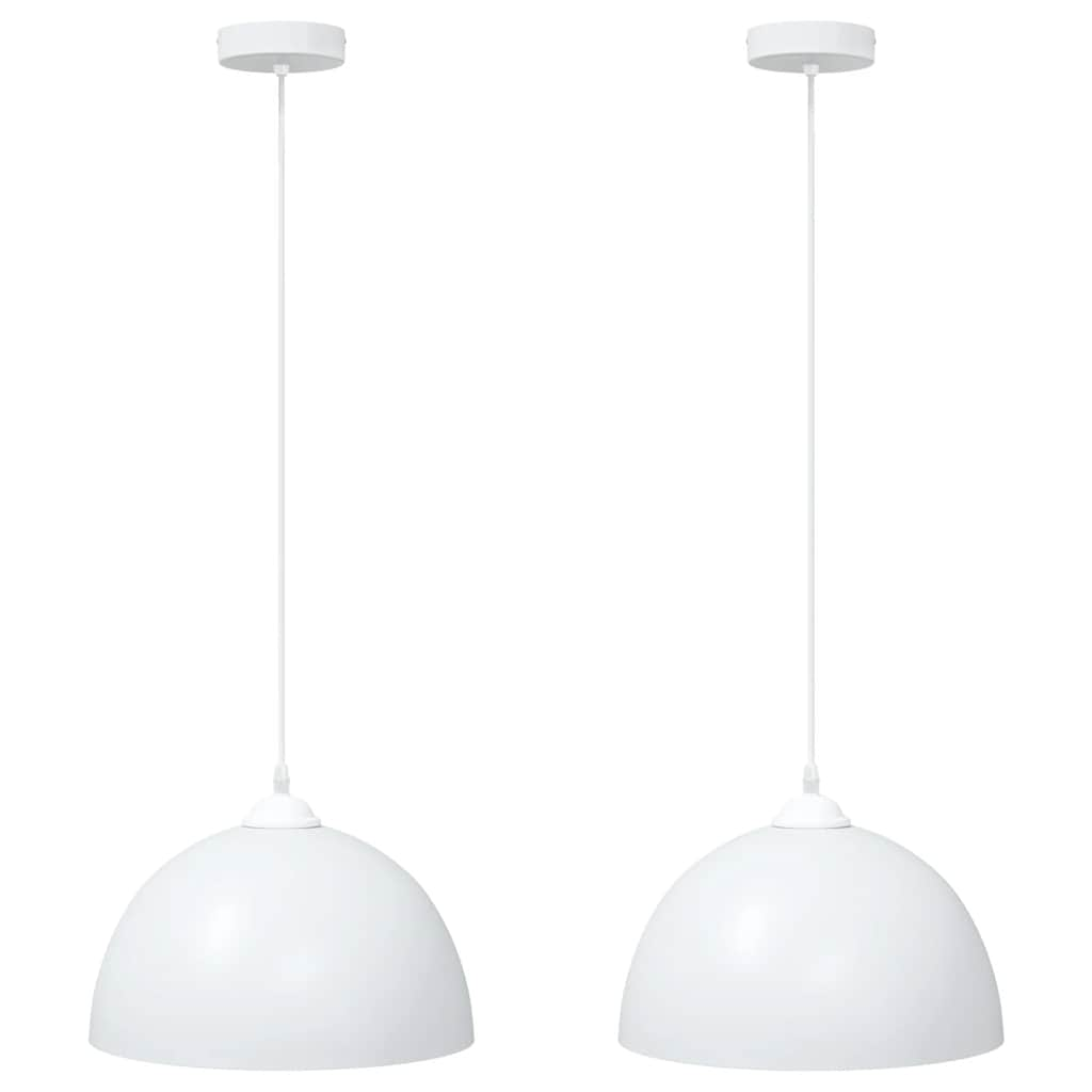 Lampada a Sospensione 2 pz Regolabile E27 Bianco Ø 30cm Metallo