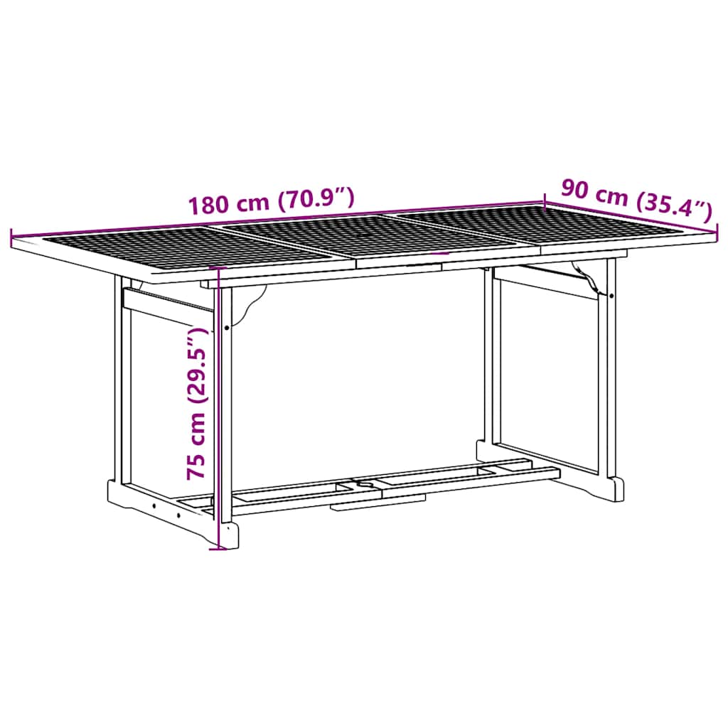 Set da Pranzo da Giardino 7pz 180x90x75cm Legno Massello Acacia | homemem39