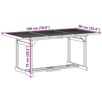 Set da Pranzo da Giardino 7pz 180x90x75cm Legno Massello Acacia | homemem39