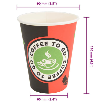 Bicchieri da Caffè in Carta 1000 pz 12oz 300ml Rosso e Nero | homemem39