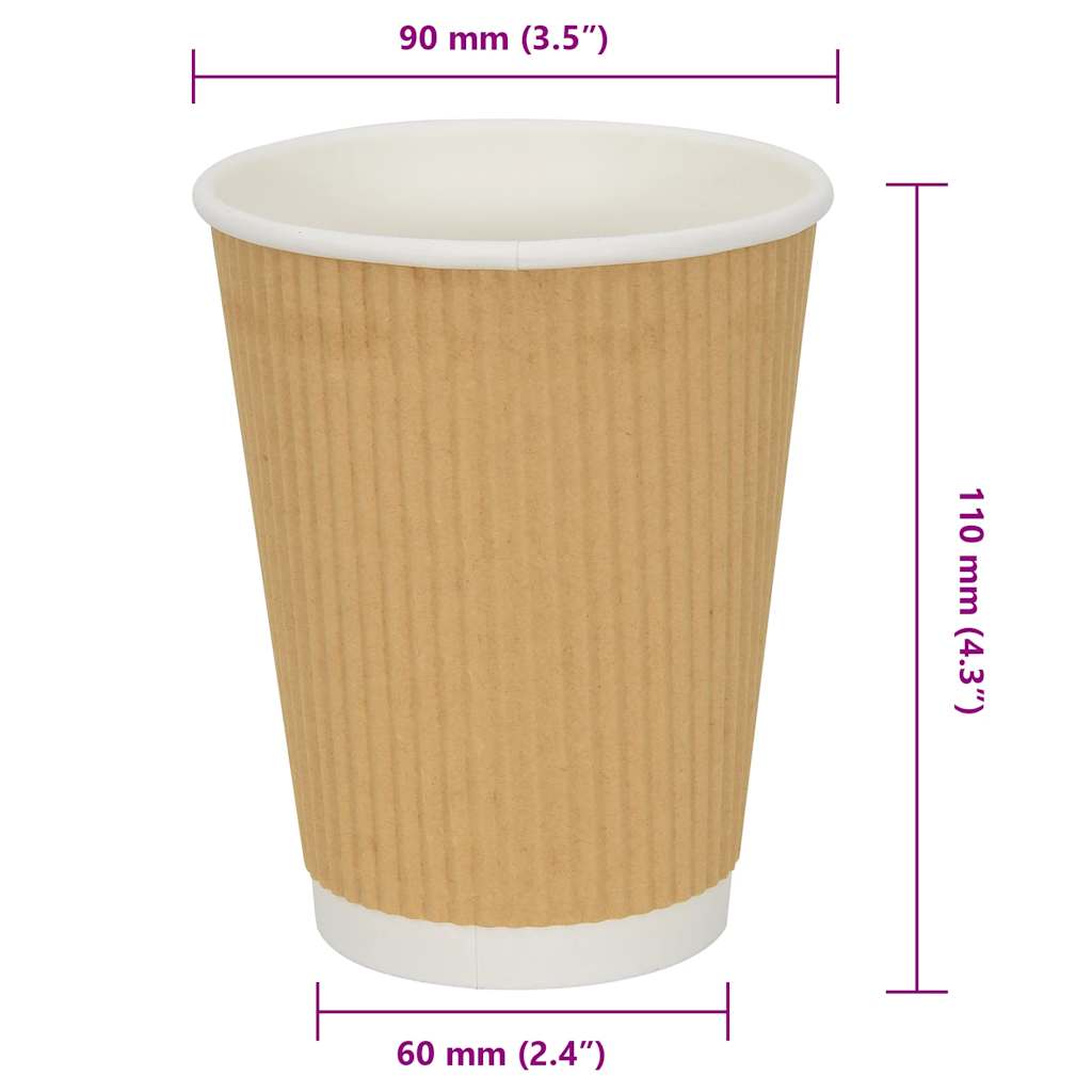 Bicchieri da Caffè in Carta 500 pz 12oz 300ml Marrone | homemem39