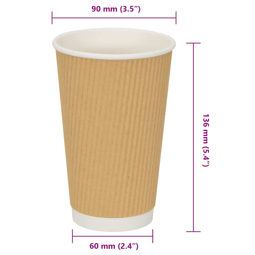 Bicchieri da Caffè in Carta 500 pz 16oz 400ml Marrone | homemem39