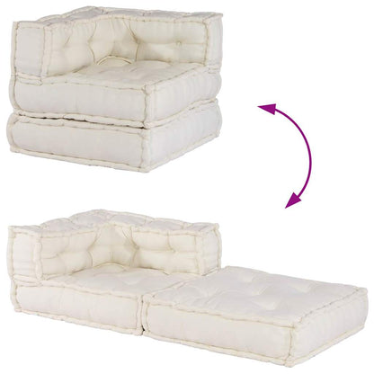 Divano Componibile Crema 70x70x54 in Tessuto | homemem39
