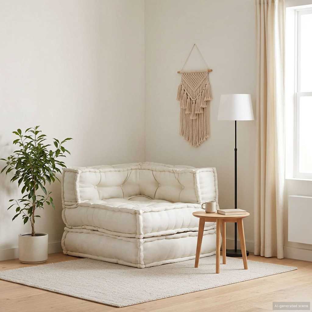 Divano Componibile Crema 70x70x54 in Tessuto | homemem39