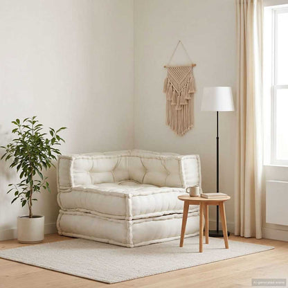 Divano Componibile Crema 70x70x54 in Tessuto | homemem39