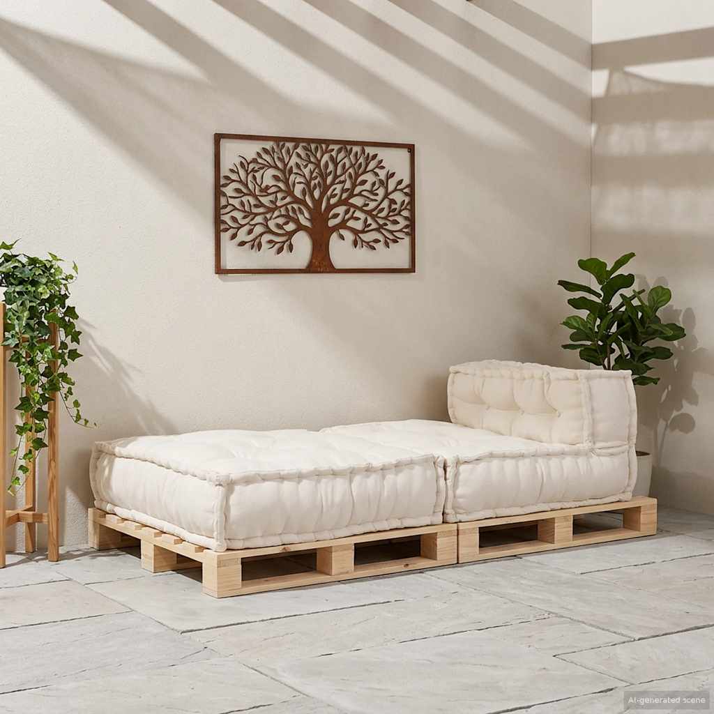 Divano Componibile Crema 70x70x54 in Tessuto | homemem39