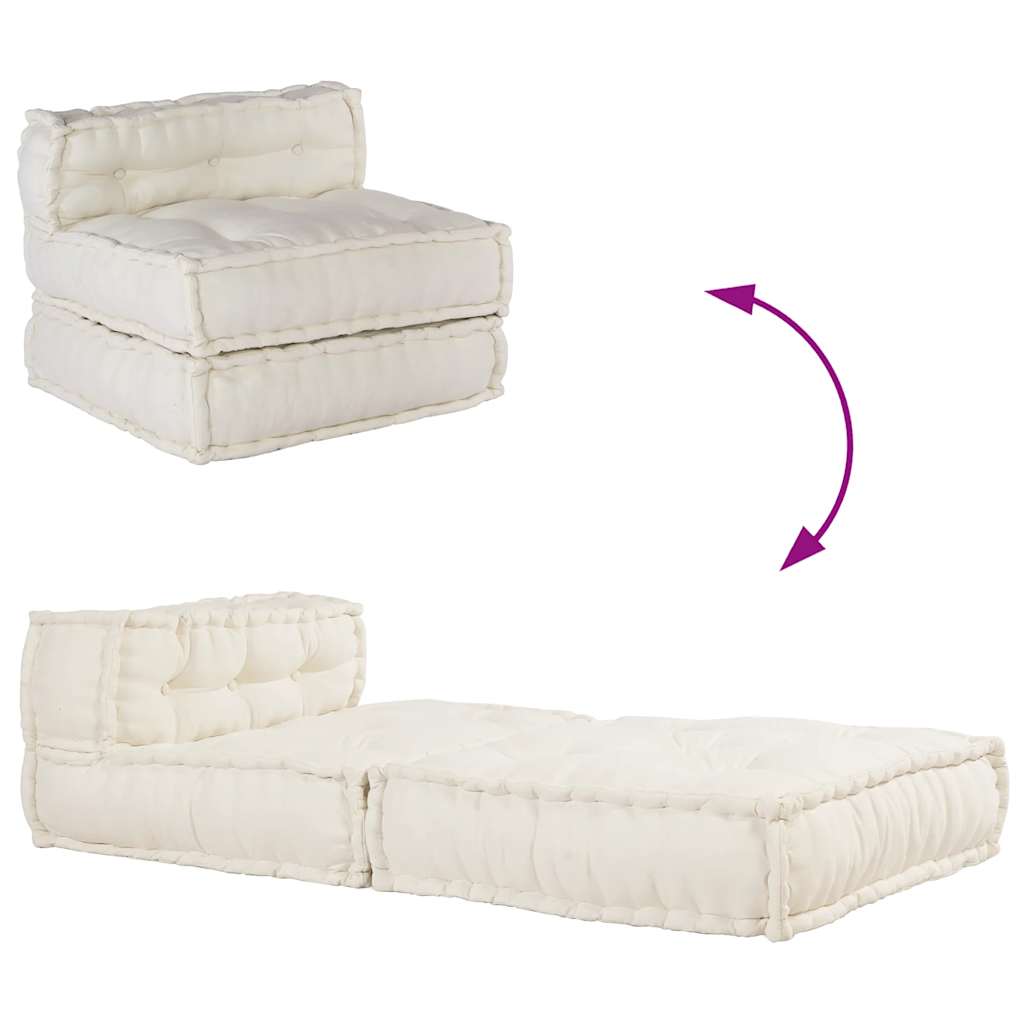 Divano Componibile Crema 70x70x54 in Tessuto | homemem39