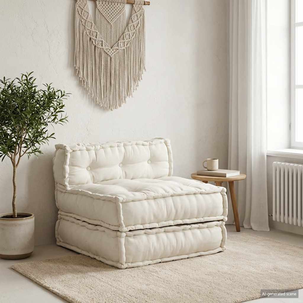 Divano Componibile Crema 70x70x54 in Tessuto | homemem39