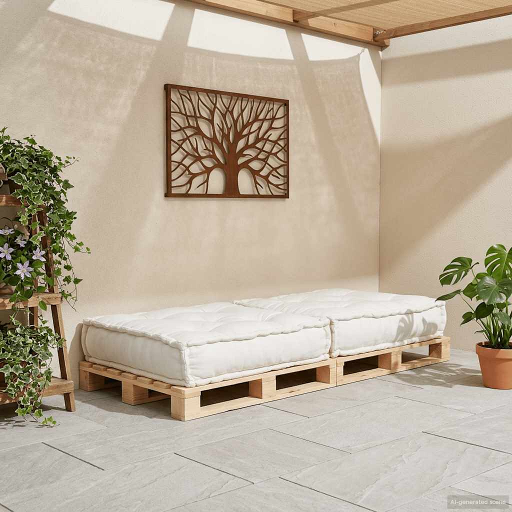 Divano Componibile Crema 70x70x36 in Tessuto | homemem39