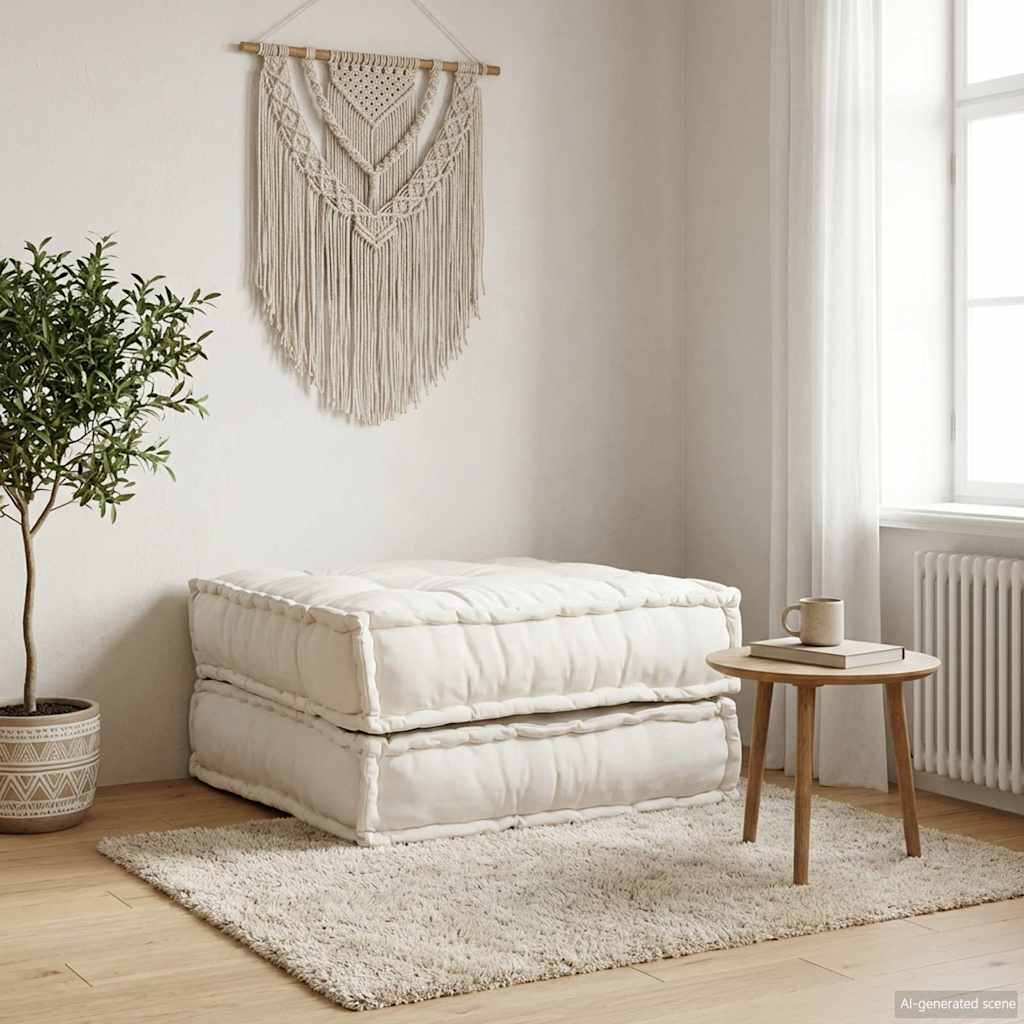 Divano Componibile Crema 70x70x36 in Tessuto | homemem39