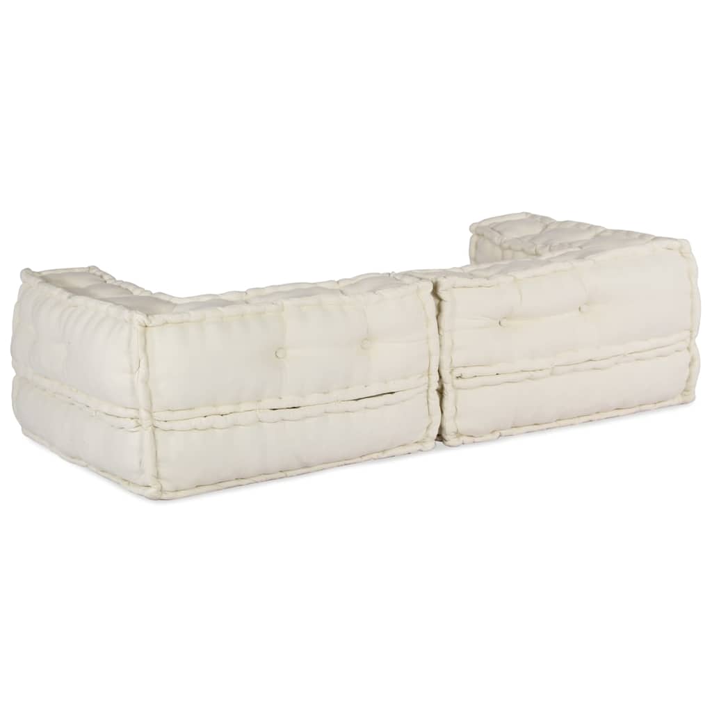 Divano Modulare a 2 Posti Crema 140x70x36 in Tessuto | homemem39