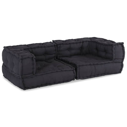 Divano Modulare a 2 Posti Antracite 140x70x36 in Tessuto | homemem39