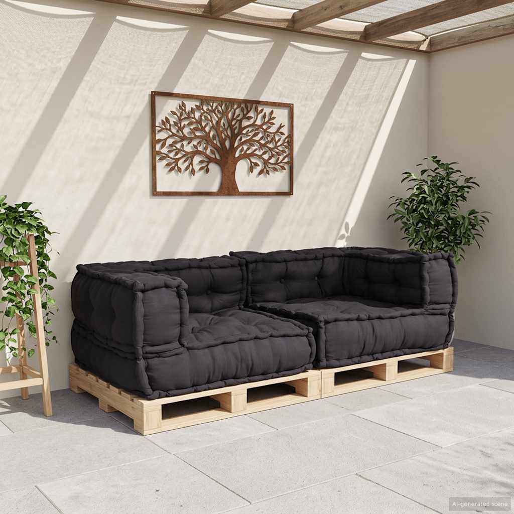 Divano Modulare a 2 Posti Antracite 140x70x36 in Tessuto | homemem39
