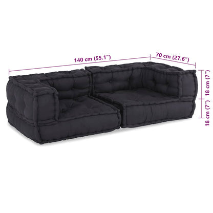 Divano Modulare a 2 Posti Antracite 140x70x36 in Tessuto | homemem39