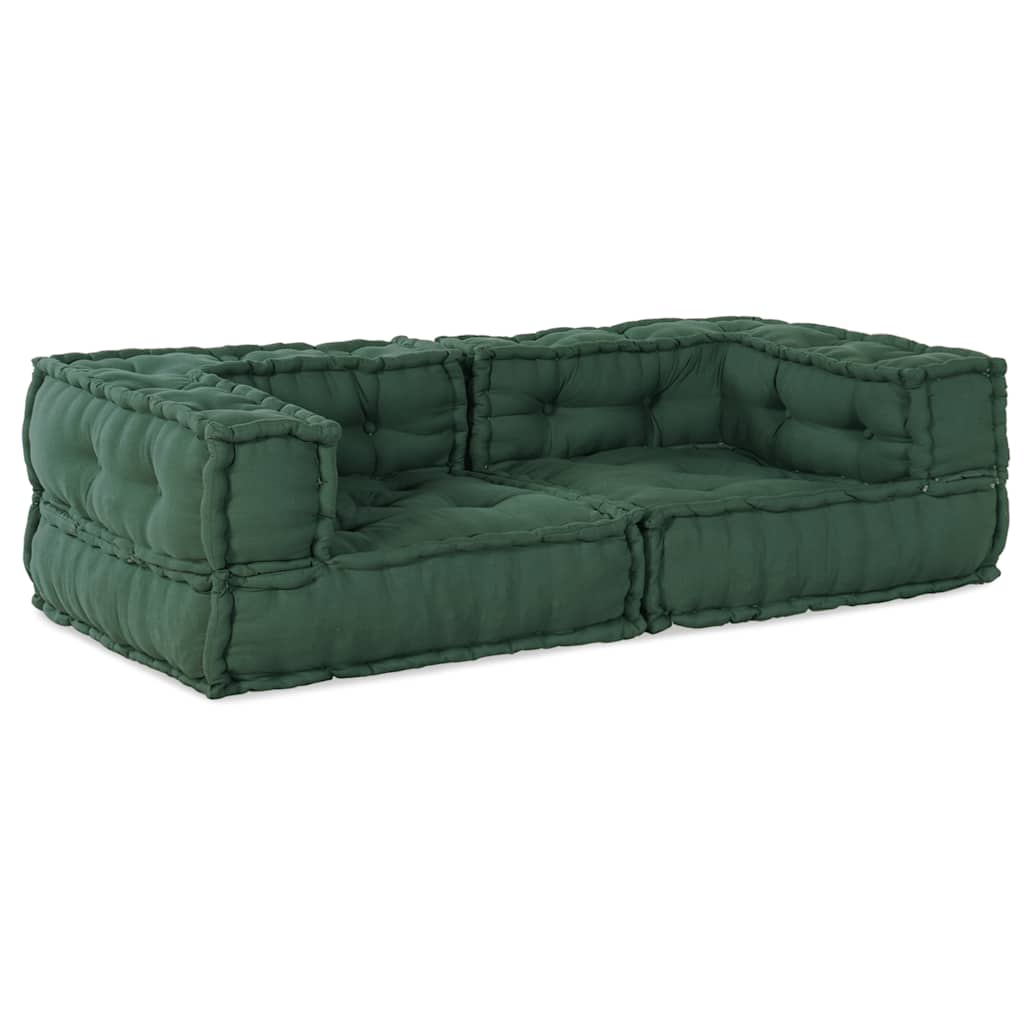 Divano Modulare a 2 Posti Verde 140x70x36 in Tessuto | homemem39