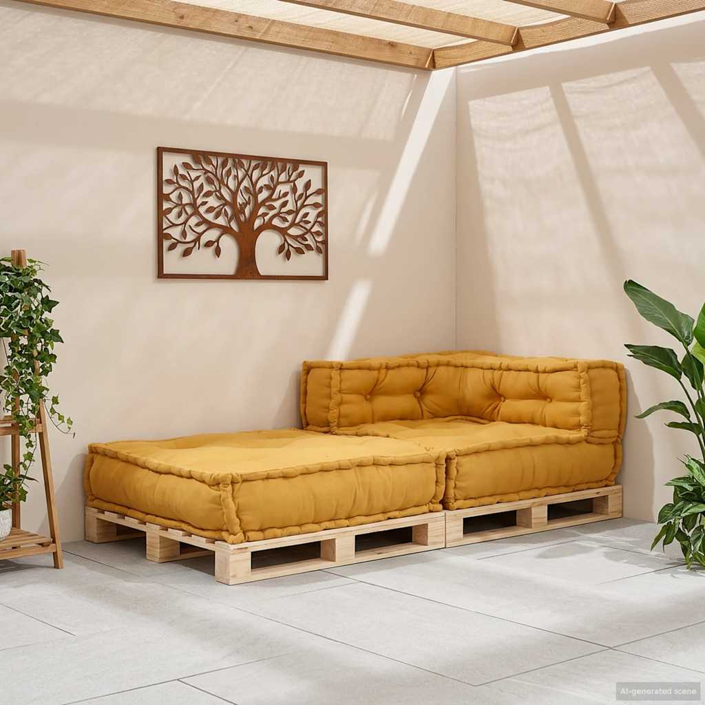 Divano Componibile Giallo 70x70x54 in Tessuto | homemem39
