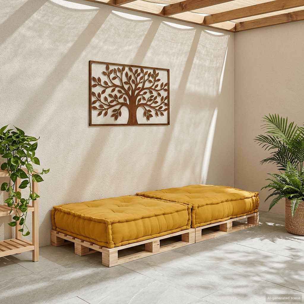 Divano Componibile Giallo 70x70x36 in Tessuto | homemem39