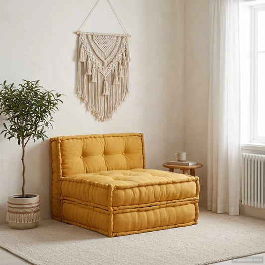 Divano Componibile Giallo 70x70x36 in Tessuto | homemem39