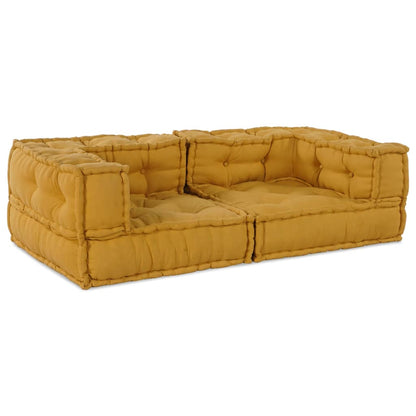 Divano Modulare a 2 Posti Giallo 140x70x36 in Tessuto | homemem39