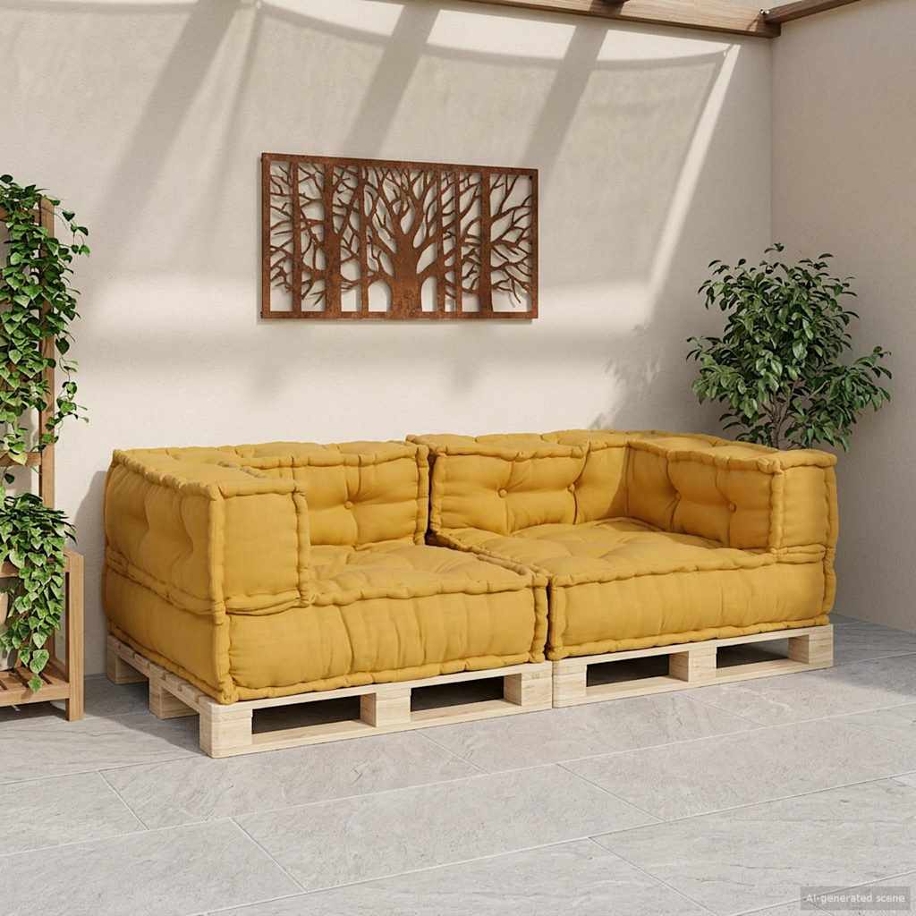 Divano Modulare a 2 Posti Giallo 140x70x36 in Tessuto | homemem39