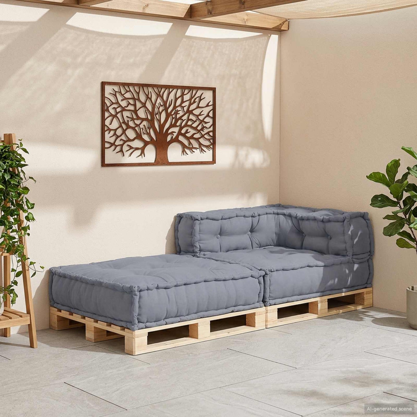 Unità di Divano Modulare Grigio 70 x 70 x 56 cm Tessuto | homemem39
