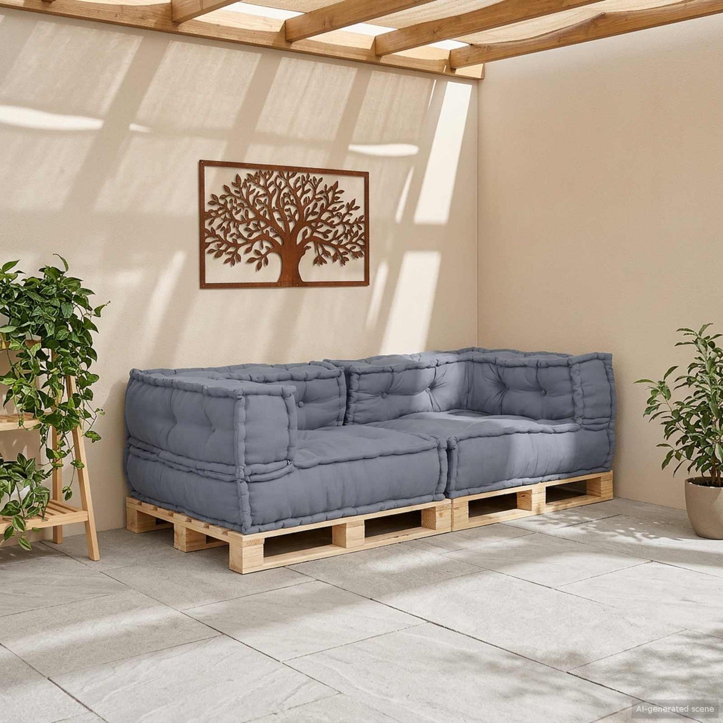 Unità di Divano Modulare 3 pcs Grigio 140 x 70 x 36 cm Tessuto | homemem39