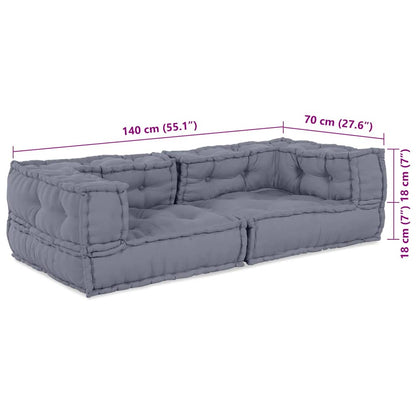 Unità di Divano Modulare 3 pcs Grigio 140 x 70 x 36 cm Tessuto | homemem39