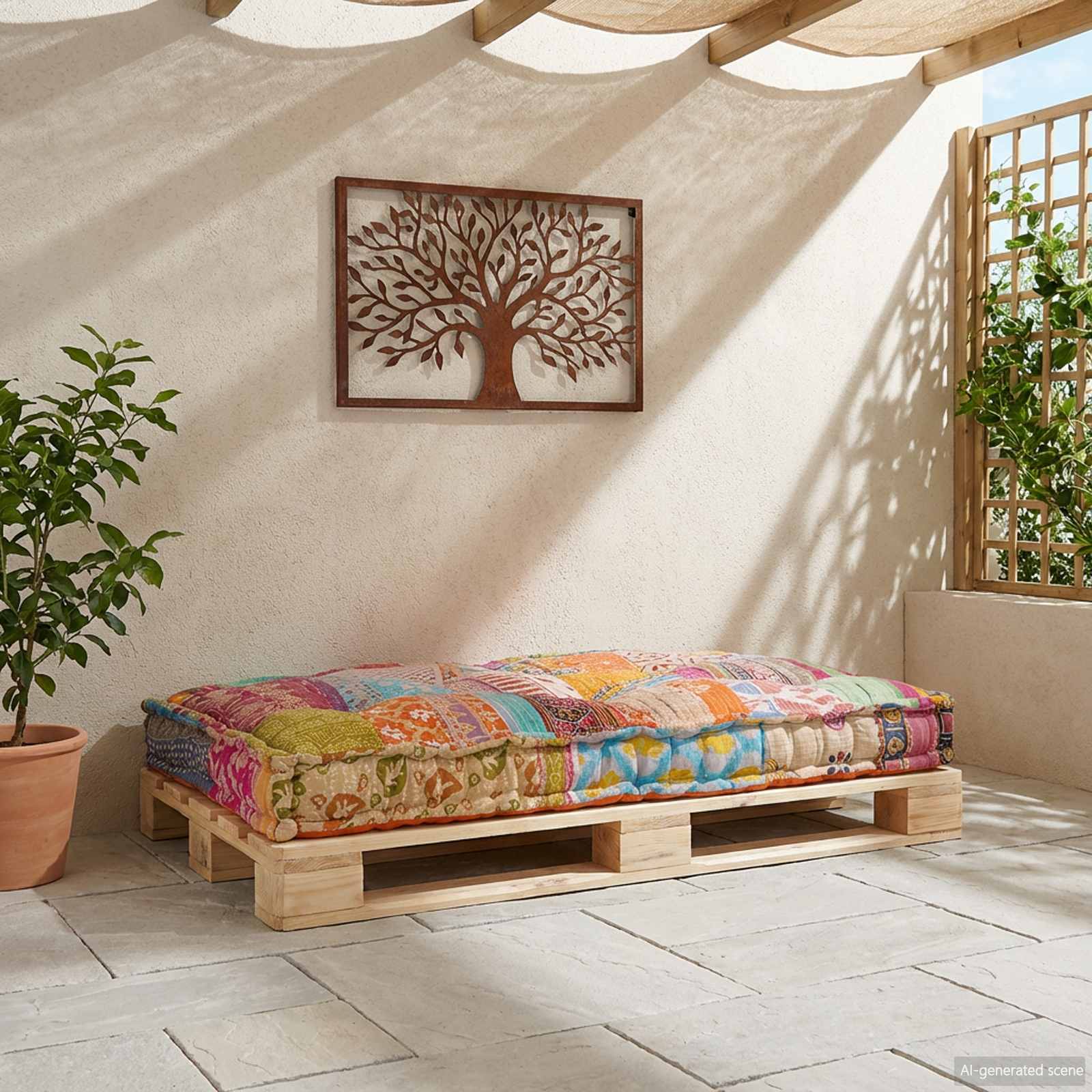 Cuscino per Divano Pallet Multicolore 120 x 80 x 12 cm Tessuto | homemem39