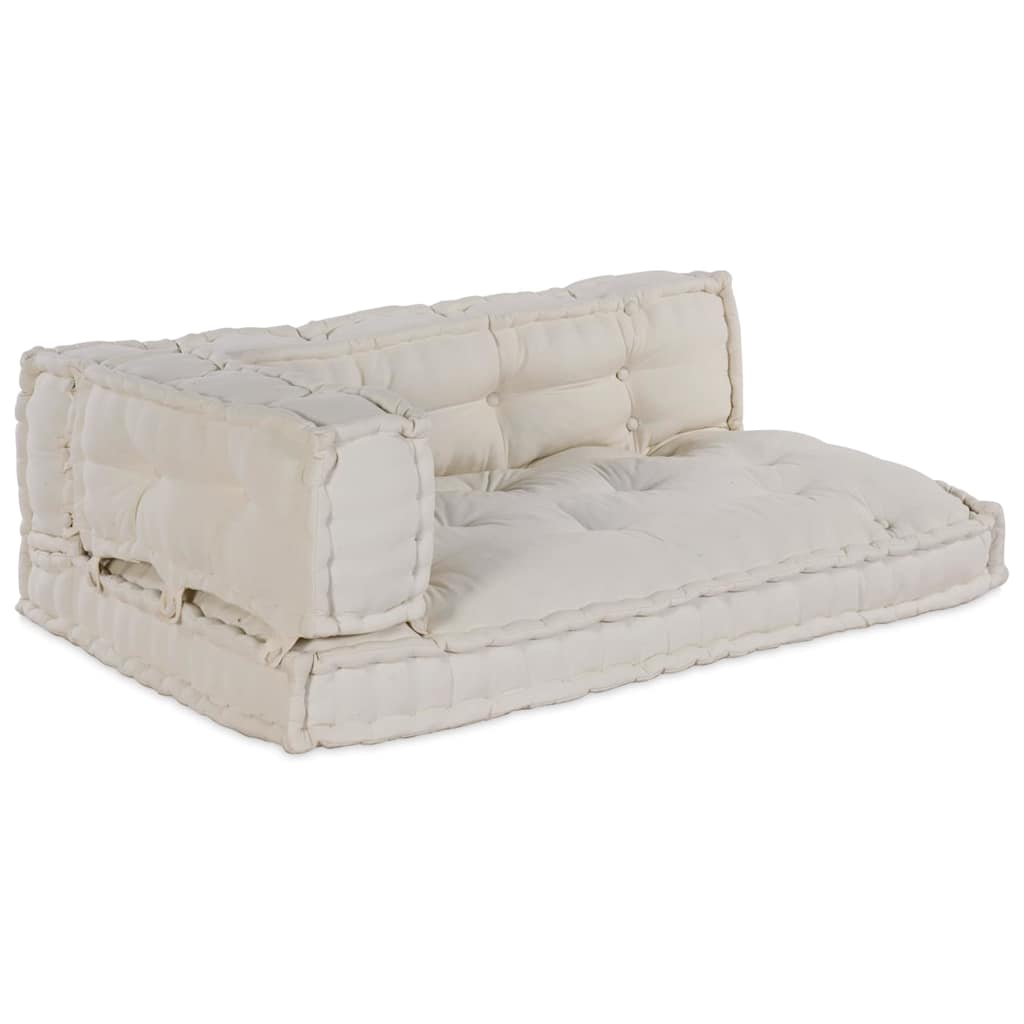Cuscino per Divano Pallet 3 pcs Crema 120 x 80 x 34 cm Tessuto | homemem39