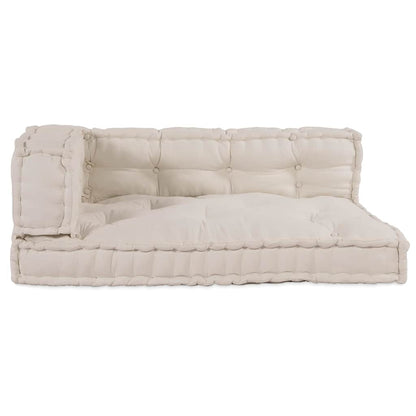 Cuscino per Divano Pallet 3 pcs Crema 120 x 80 x 34 cm Tessuto | homemem39