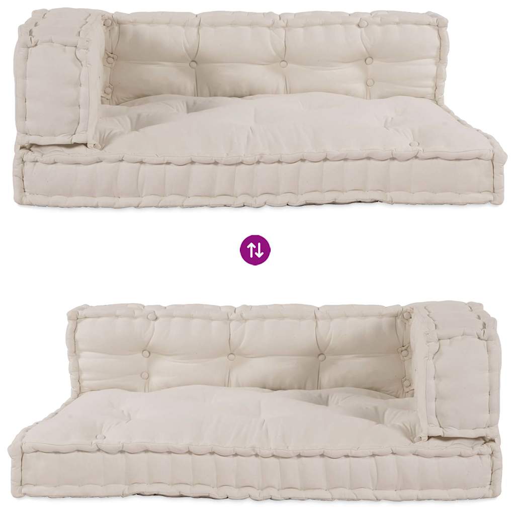Cuscino per Divano Pallet 3 pcs Crema 120 x 80 x 34 cm Tessuto | homemem39