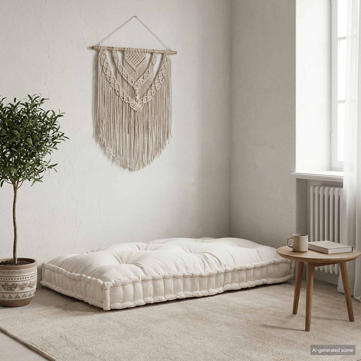 Cuscino per Divano Pallet Crema 120 x 80 x 12 cm Tessuto | homemem39