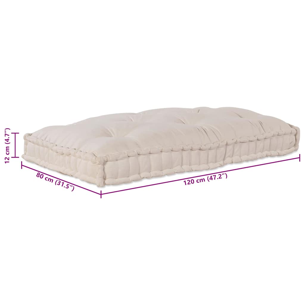 Cuscino per Divano Pallet Crema 120 x 80 x 12 cm Tessuto | homemem39