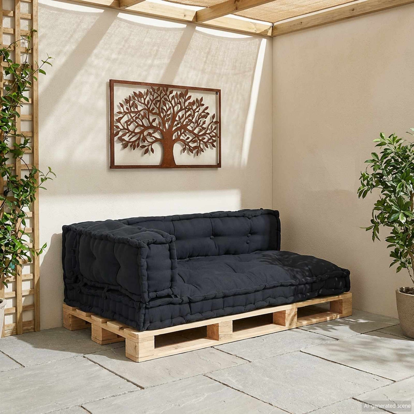 Cuscino per Divano Pallet 3 pcs Antracite 120 x 80 x 38 cm | homemem39