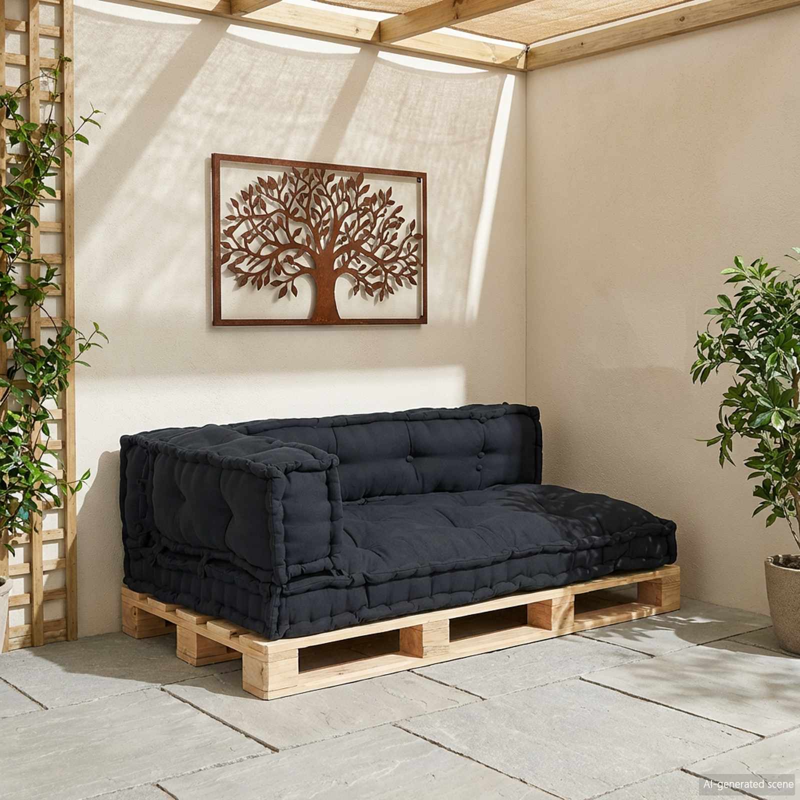 Cuscino per Divano Pallet 3 pcs Antracite 120 x 80 x 38 cm | homemem39