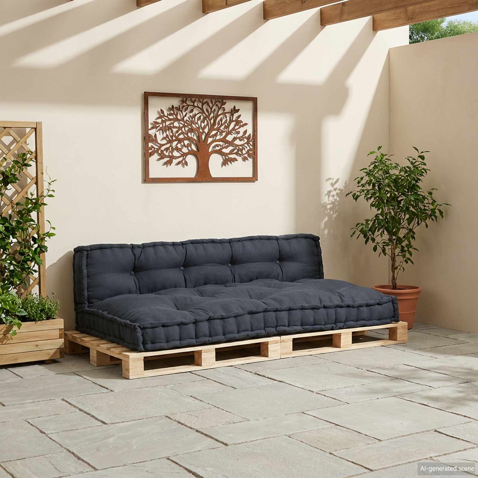 Cuscino per Divano Pallet 2 pcs Antracite 120 x 80 x 38 cm | homemem39
