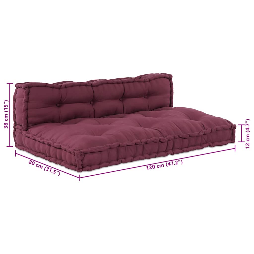 Cuscino per Divano Pallet 2 pcs Bordeaux 120 x 80 x 38 cm | homemem39