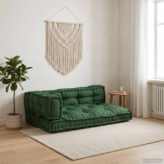 Cuscino per Divano Pallet 3 pcs Verde 120 x 80 x 38 cm Tessuto | homemem39