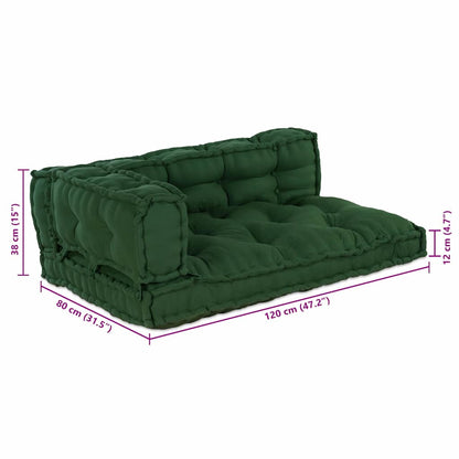 Cuscino per Divano Pallet 3 pcs Verde 120 x 80 x 38 cm Tessuto | homemem39