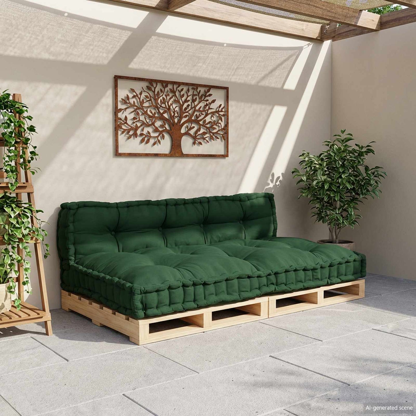 Cuscino per Divano Pallet 2 pcs Verde 120 x 80 x 38 cm Tessuto | homemem39