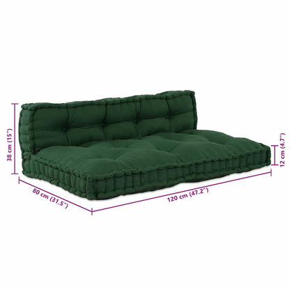 Cuscino per Divano Pallet 2 pcs Verde 120 x 80 x 38 cm Tessuto | homemem39