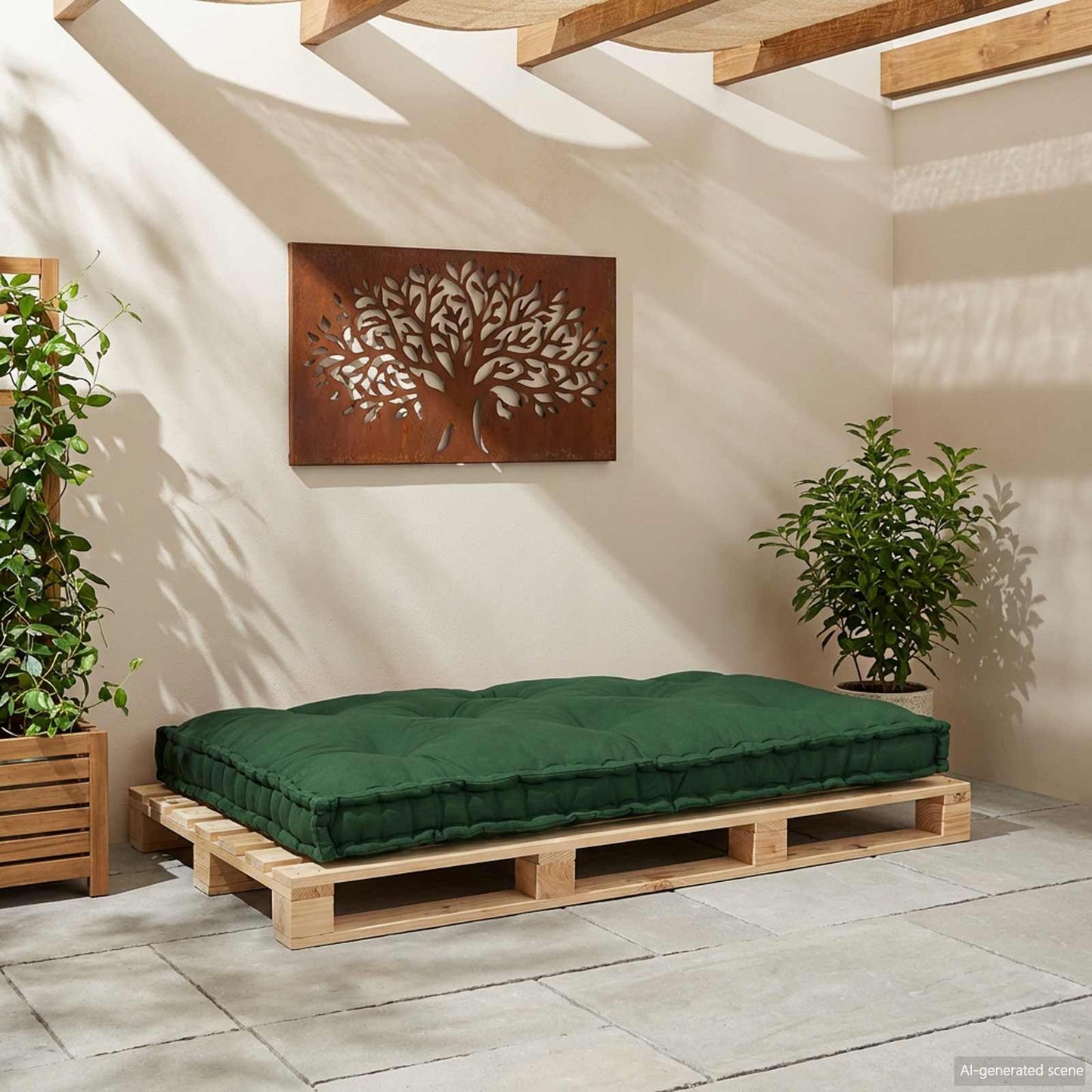 Cuscino per Divano Pallet Verde 120 x 80 x 12 cm Tessuto | homemem39
