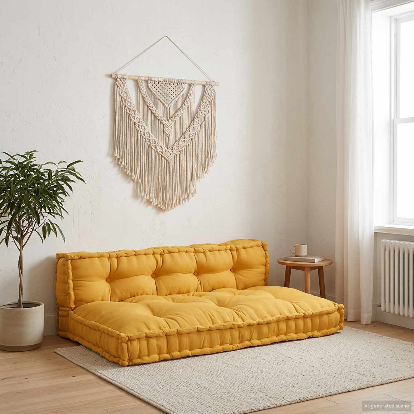 Cuscino per Divano Pallet 2 pcs Giallo 120 x 80 x 38 cm Tessuto | homemem39