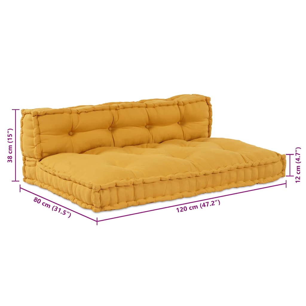 Cuscino per Divano Pallet 2 pcs Giallo 120 x 80 x 38 cm Tessuto | homemem39