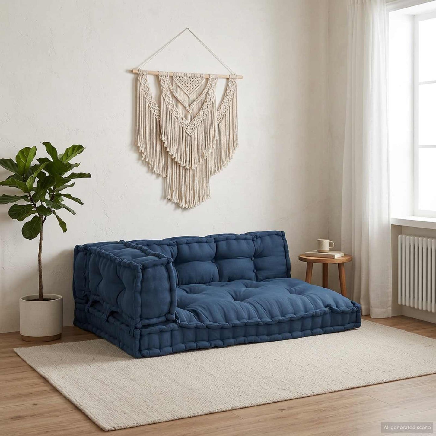 Cuscino per Divano Pallet 3 pcs Indaco 120 x 80 x 38 cm Tessuto | homemem39
